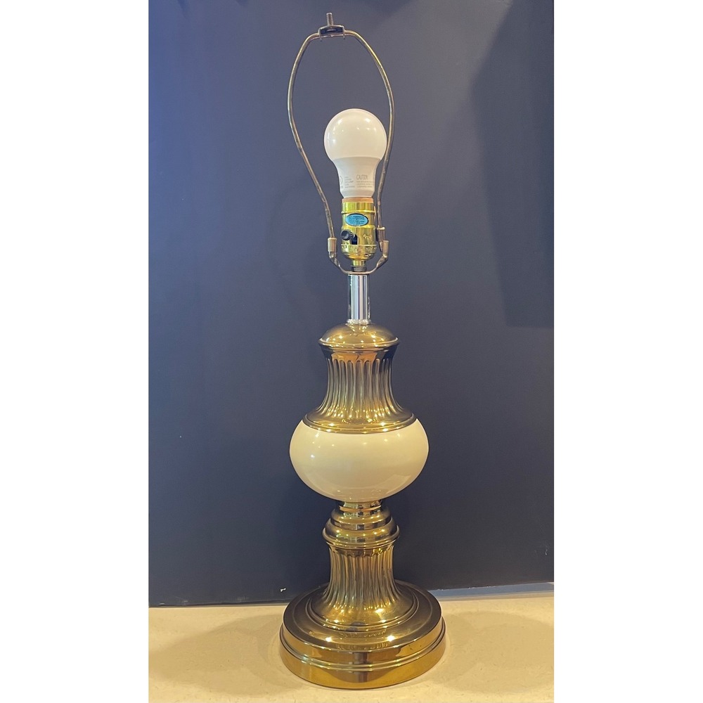 Alsy Vintage Table Lamp Brass Finish Ceramic Hollywood Regency Gold Cream Large - Picture 3 of 13